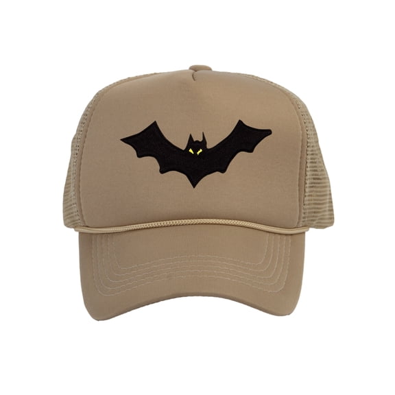 Top Headwear Men's Bat Hat Spooky Holloween Trucker Snapback Cap Beige