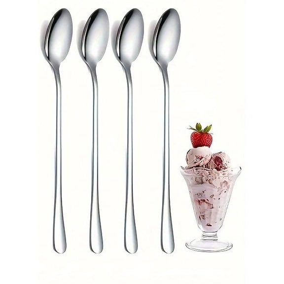9-Inch Long Handle Iced Tea Spoon, Coffee Spoon, Ice Cream Spoon, Stainless Steel Stirring Spoons, Set of 4 By PULMCheerger