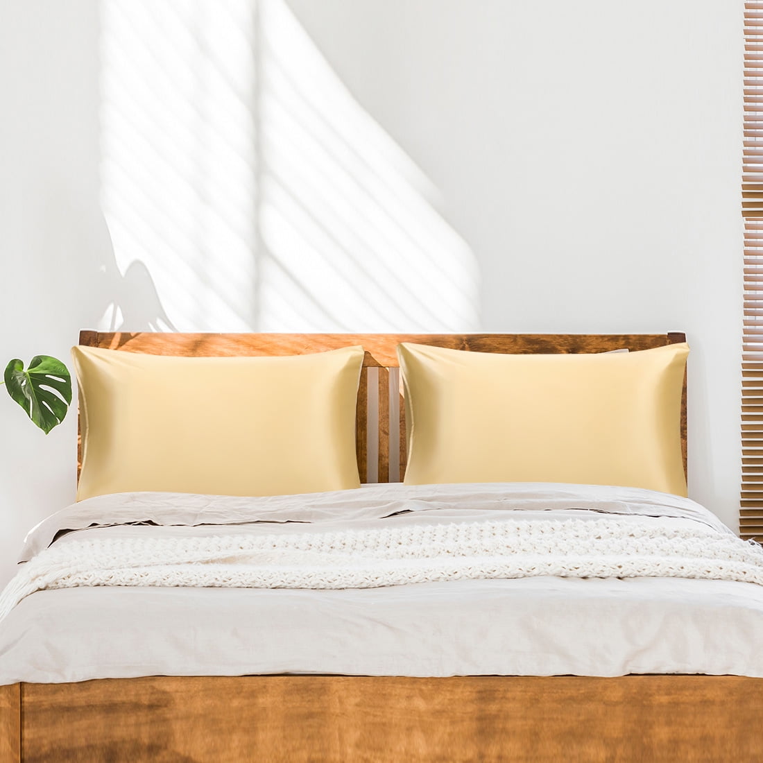 PiccoCasa 550 Thread Count Silk Pillowcase, Champagne King(20"x36")