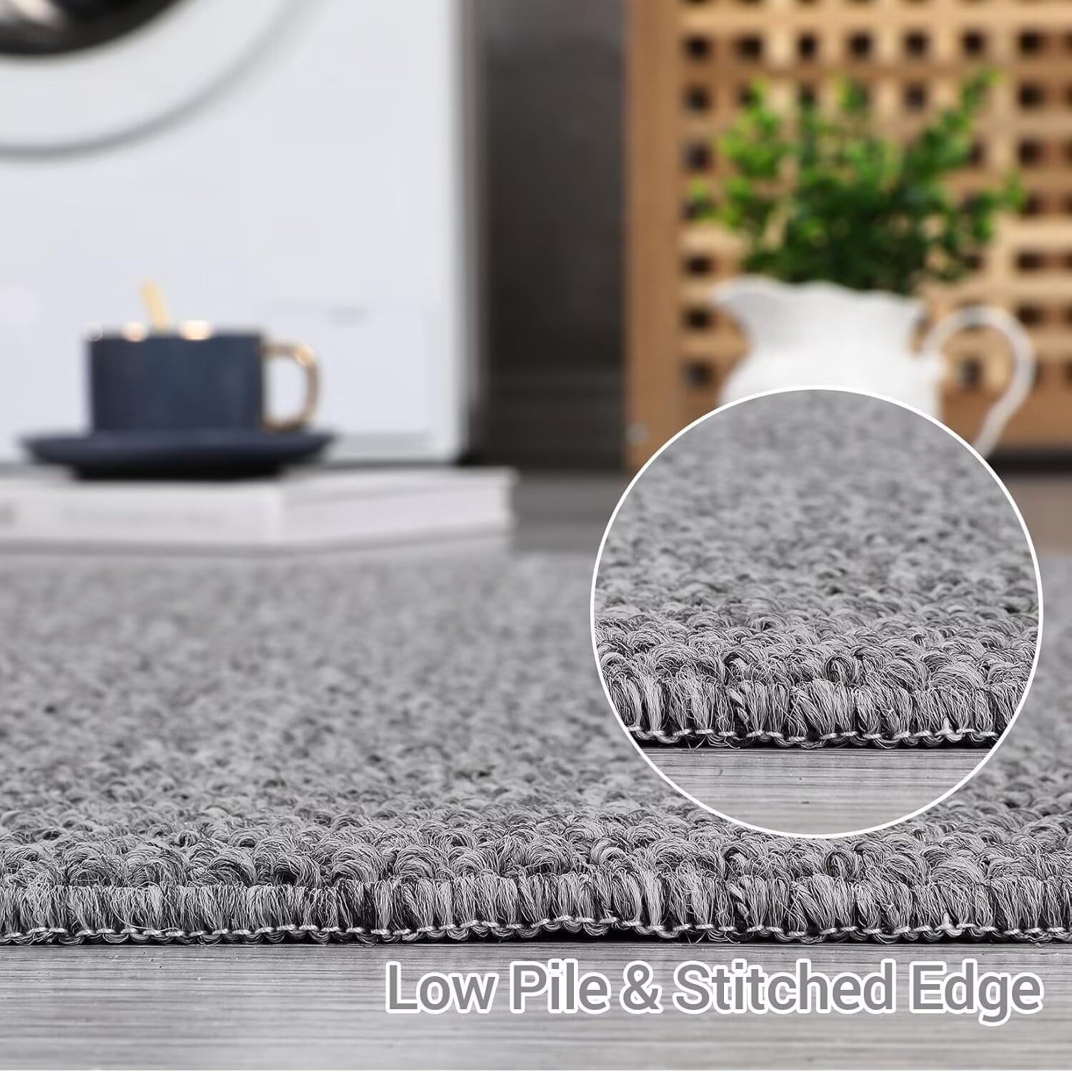 HOMERRY 5' x 7' Area Rug for Living Room Solid Textured Modern Non Slip Washable Indoor Carpet, Gray