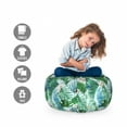 thumbnail image 2 of Hummingbird Storage Toy Bag Chair, Botanical Exotic Tropical Hawaiian Palm Monstera Leaves Orchid Flowers, Stuffed Animal Organizer Washable Bag, Large Size, Green Multicolor, by Ambesonne, 2 of 3