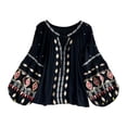 thumbnail image 1 of Blusa bordada para mujer, jersey, camisa étnica para vacaciones de verano en la calle Negro, 1 of 8