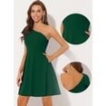 thumbnail image 2 of Disfraz de Halloween Vestido de fiesta de cóctel oscilante de línea A con bolsillos y un hombro sin tirantes para mujer Verde oscuro XL, 2 of 6