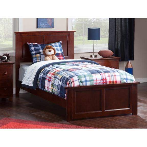 HomeStock Elegance Twin Extra Long Traditional Bed with Matching Footboard and Turbo Charger in Walnut