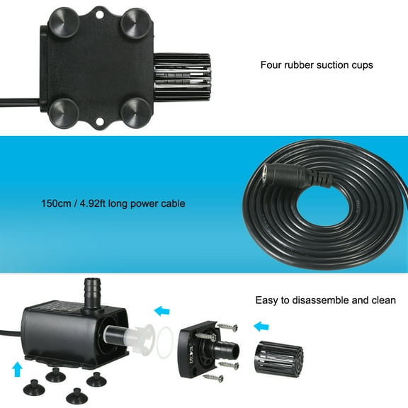 Decdeal Ultra-quiet Mini DC12V 10W Brushless Water Pump with 5.5*2.1mm Female Waterproof Submersible Fountain Aquarium Circulating 400L/H Lift 400cm