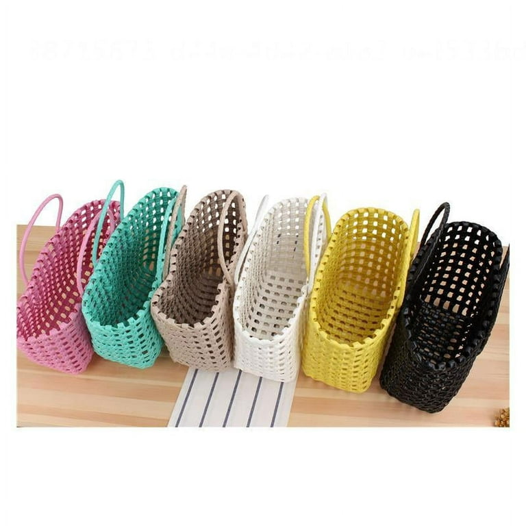 Small Plastic Basket Weave Tote, Blush, 10 x 7 inches, Mardel