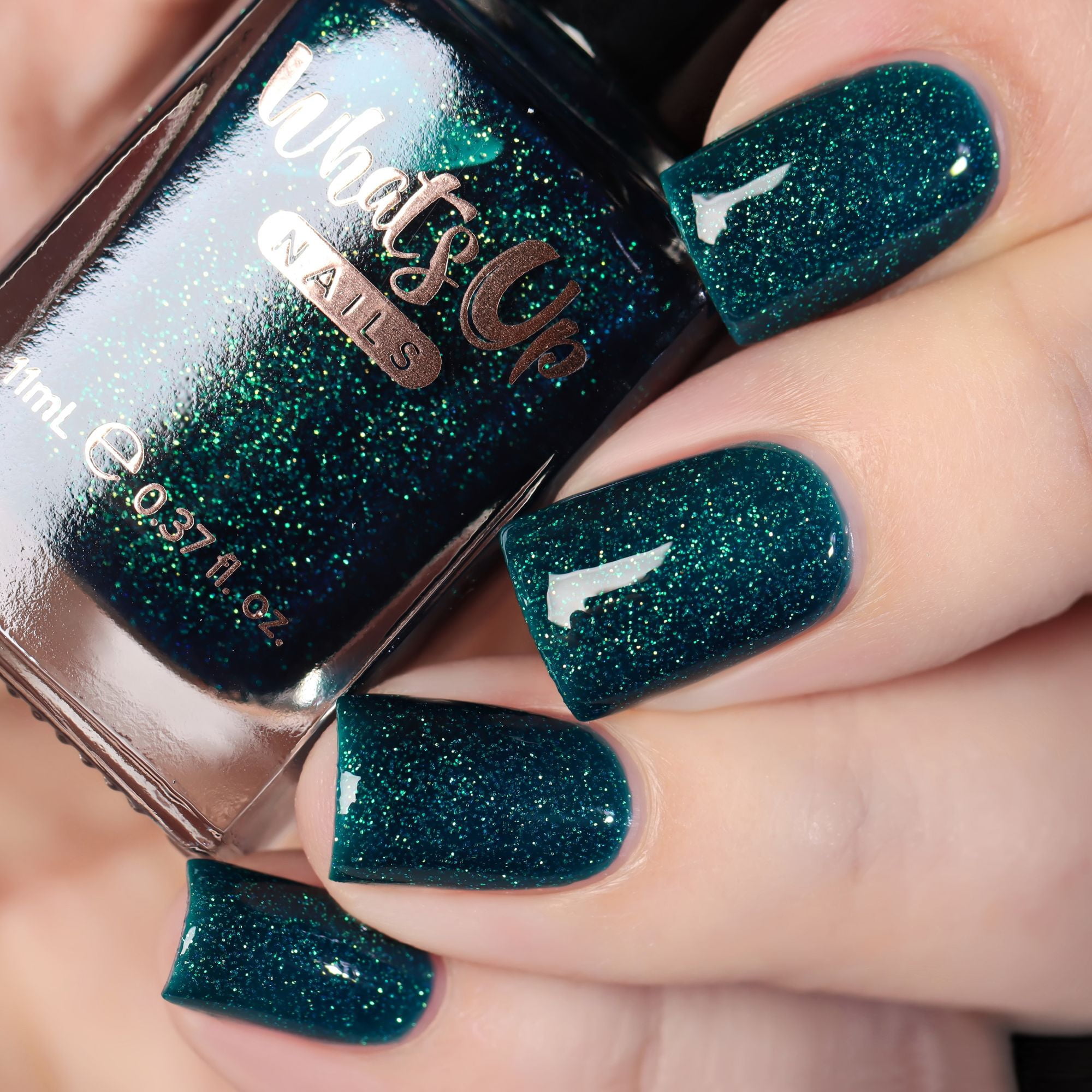 Whats Up Nails - Teal Good Moment Nail Polish Dark Teal with Gold to Green  Iridescent Glitter Lacquer Varnish Made in USA 12 Free Cruelty Free Vegan  Clean 