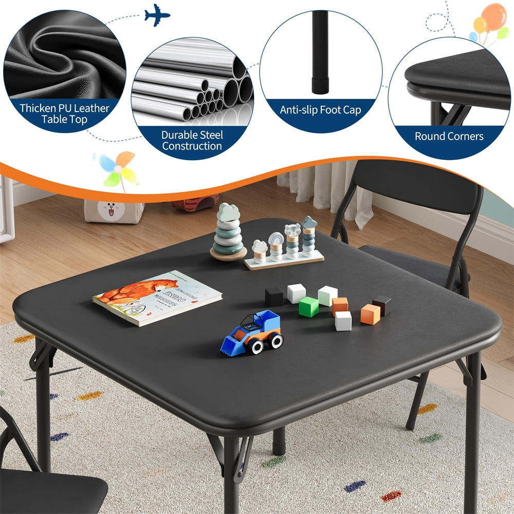 3 Piece/5 Piece  Folding Kids Table and Chairs Set, Children Activity Table and Chairs Set for Dining Room,Daycare,Classrooms