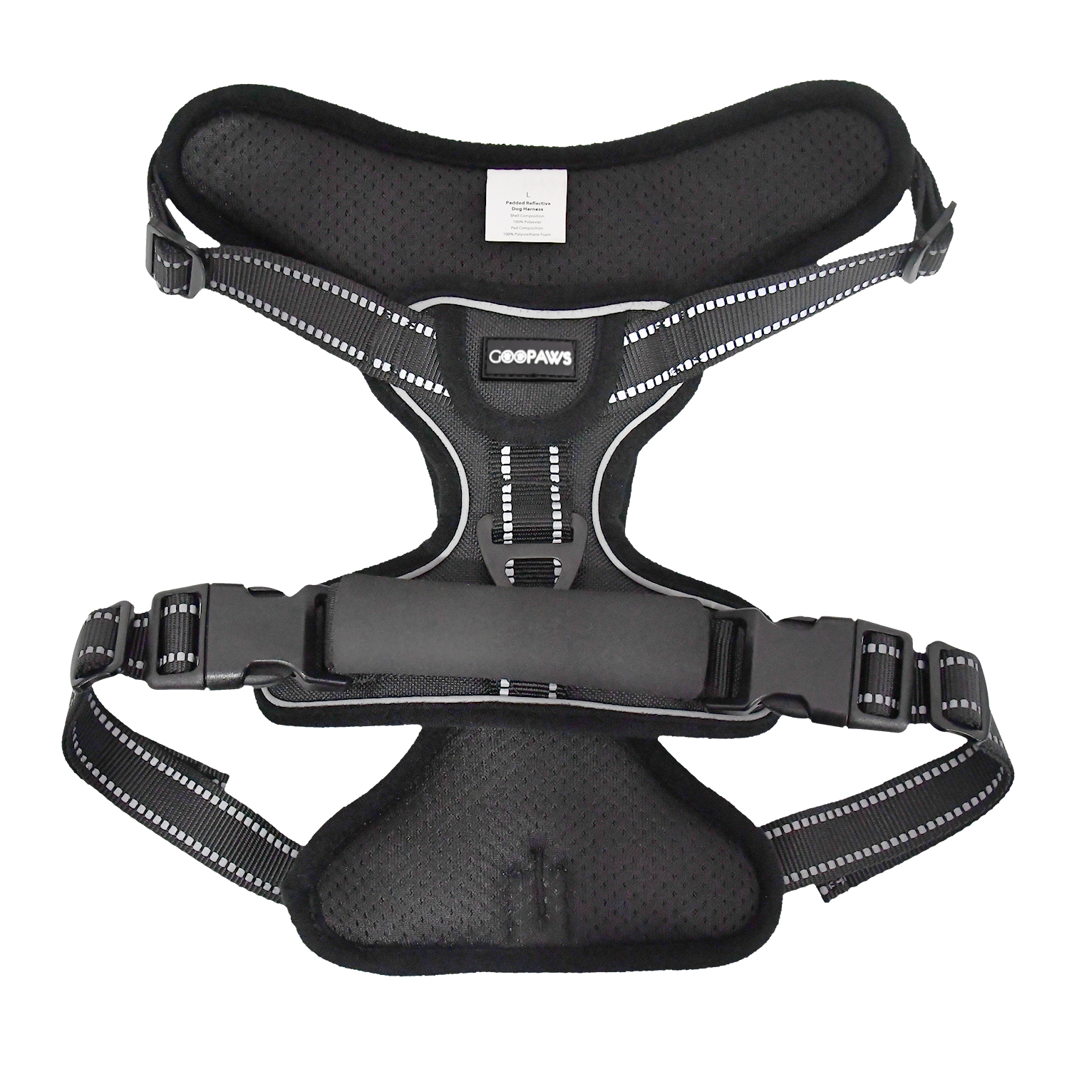 GOOPAWS Padded Reflective Dog Harness, Easy Control Lightweight Dog Harness, Adjustable Outdoor Pet Harness for Small Medium Large Dogs