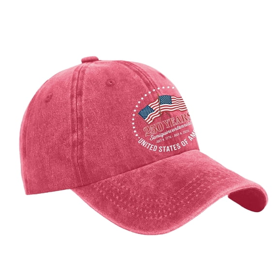 USA 250th Anniversary Merchandise Cap Independence Day American Flag Hat 1776-2026 Adjustable Washed Cap Gift for Veterans History Buffs,Red