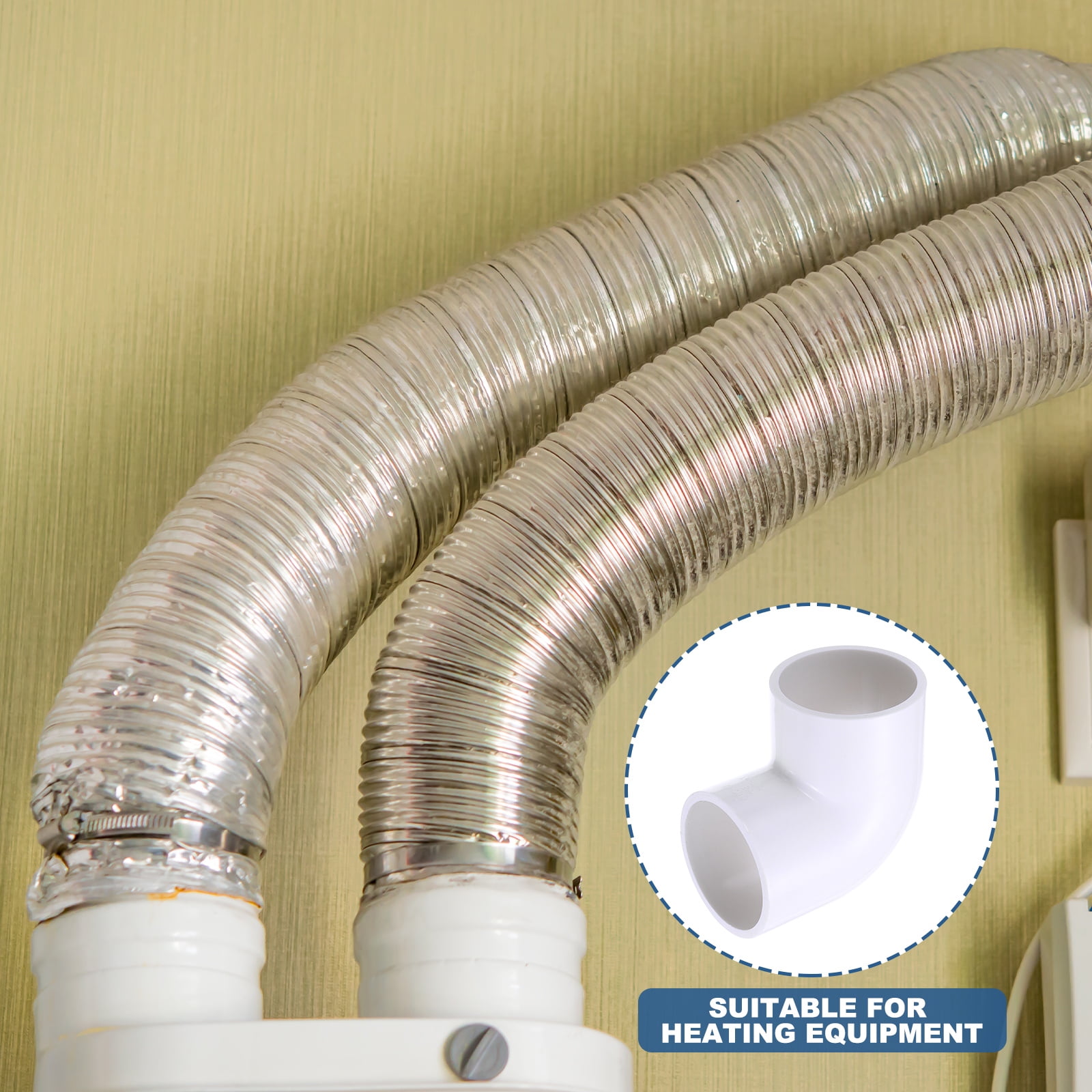 Uxcell Duct Connector, Plastic Dryer Hose Connector Pipe Fitting Adapter Coupling for Vent Hose 3" White