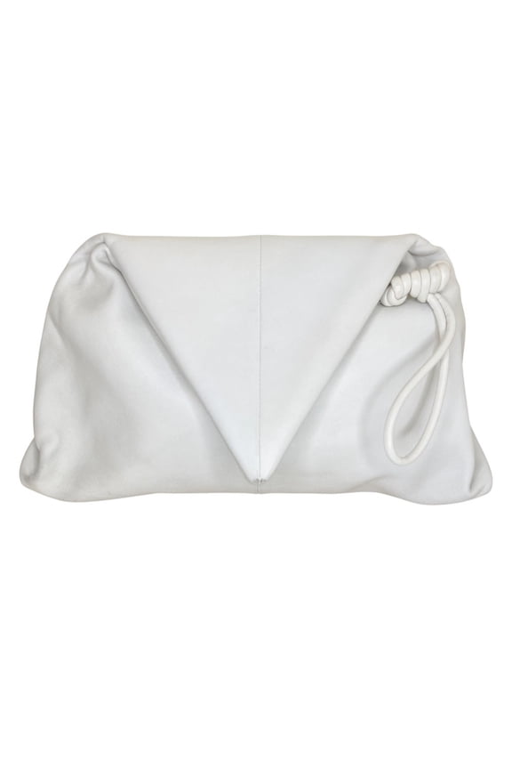 Pre-Owned BOTTEGA VENETA Triangle Flap Clutch Bag in Off-White for Women (Good)