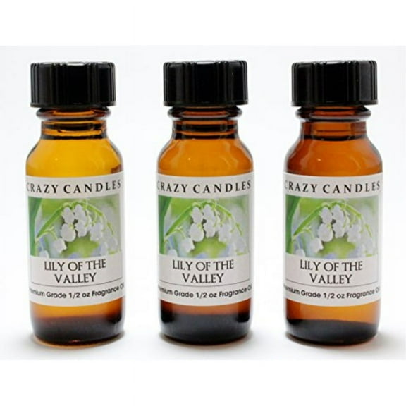 lily of the valley 3 bottles 1/2 fl oz each (15ml) premium grade scented fragrance oil by crazy candles