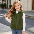 thumbnail image 2 of OGLCCG Girls Sherpa Fleece Vest Kids Full Zip Fuzzy Sleeveless Jacket with Pockets Lightweight Soft Warm Winter Coat(Army Green,8-9 Years), 2 of 8