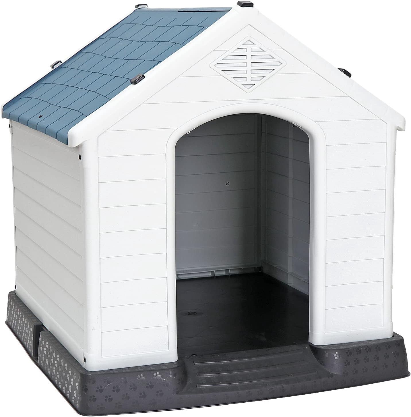 ZYPPP Large Plastic Dog House, Outdoor Indoor Waterproof Doghouse Pet Dog Kennel,Insulated Puppy Shelter w Elevated Floor and Air Vents, for Small Medium Large Dogs-28" H-Blue