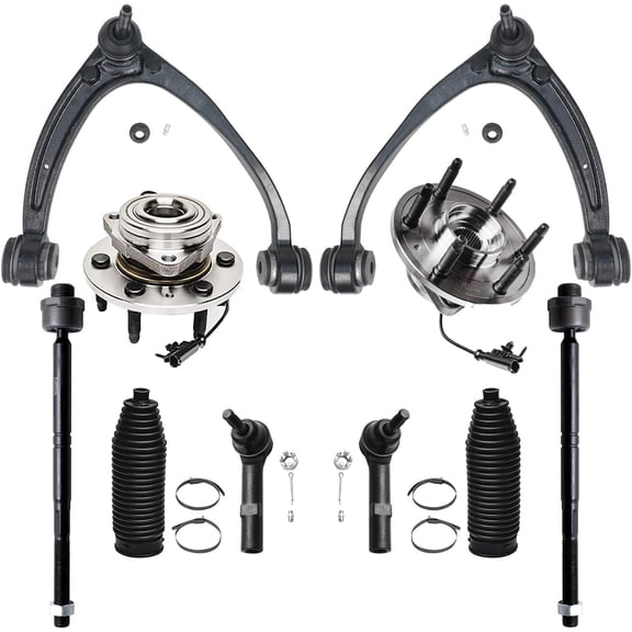 Detroit Axle - 4WD Front Wheel Hub Bearings Upper Control Arms Kit for Silverado Sierra Suburban Yukon XL 1500 Chevy GMC Escalade ESV EXT