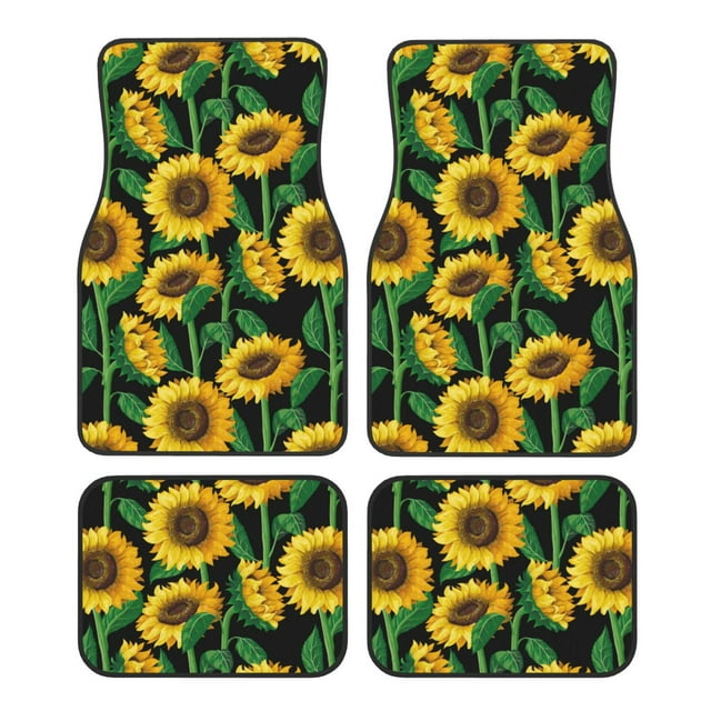 Kdxio Sunflower 1 Print Car Floor Mats Universal SUV Front Rear Floor Foot Mats 4-Piece Full Set with Non-Slip Rubber Backing Car Accessories for Most Cars