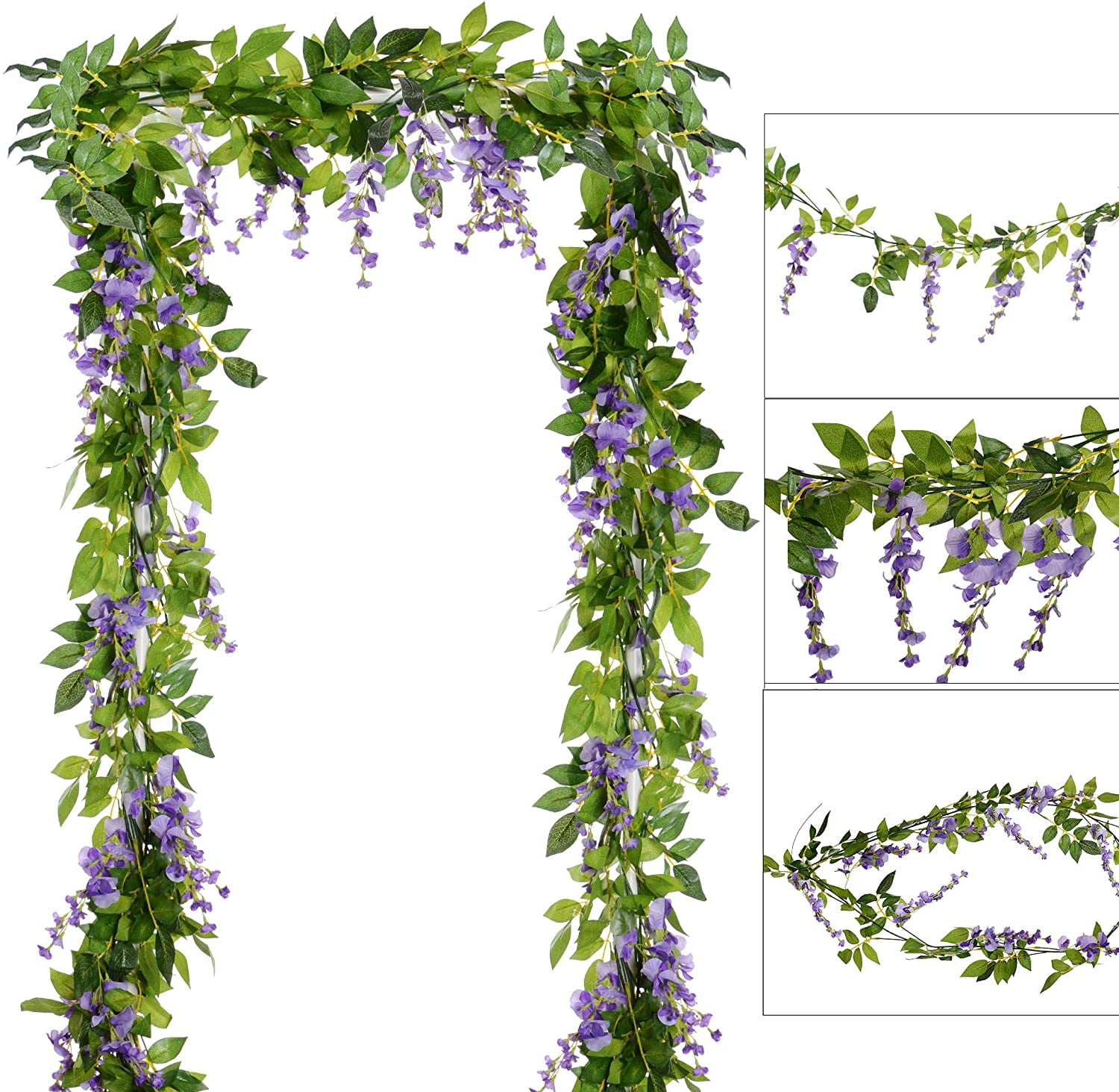2 Pcs Artificial Flowers 6.6ft Silk Wisteria Ivy Vine Flower Greenery Garland 2 Pcs Artificial Flowers 6.6ft Silk Wisteria Ivy Vine Flower Greenery Garland