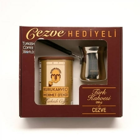 Knorr Pot Roast Kurukahveci Mehmet Efendi Ground and Roasted Turkish Coffee with Coffee Pot, Gift Set ()