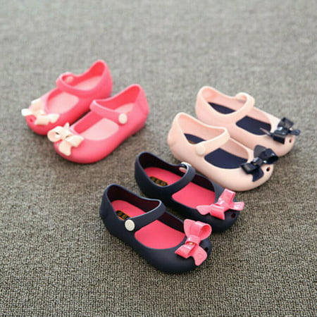 SUNSION Cute Infant Baby Girls Kids Princess Non-Slip Plastic Bow Shoes Summer Plastic Buckle