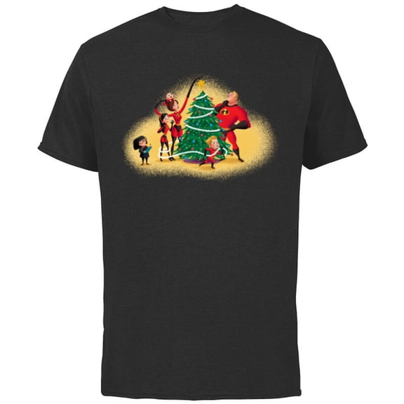 Disney PIXAR The Incredibles Holiday Decorating - Short Sleeve Cotton T-Shirt for Adults - Customized-Black