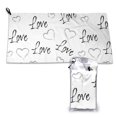 thumbnail image 1 of YFYANG Adult Microfiber Portable Travel Towel, Cute Heart Doodle Quick Dry Towel with Hiking Buckle PVC Pouch, 16" x 31.5", 1 of 6
