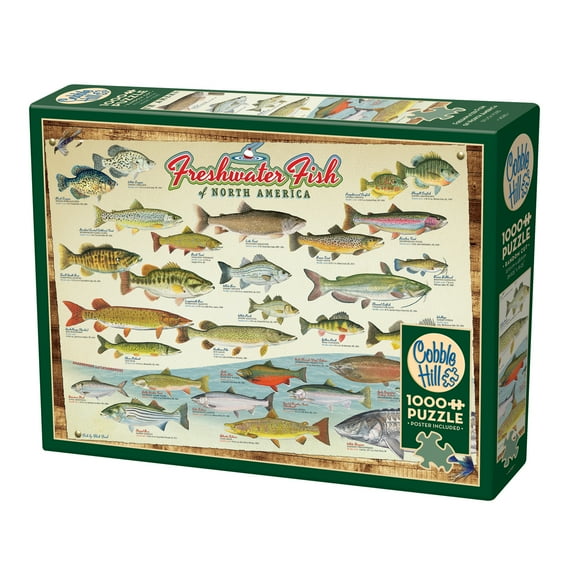 Cobble Hill 1000 Piece Puzzle: Freshwater Fish Of North America - Reference Poster Included, High Quality Jigsaw