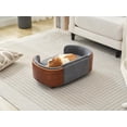 thumbnail image 2 of Scandinavian Style Elevated Dog Bed Pet Sofa with Solid Wood Legs and Bent Wood Back, Velvet Cushion, Small Size, Walnut Frame & Dark Grey Cushion, 2 of 9