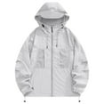 thumbnail image 2 of Women's Lightweight Full Zip Jacket Waterproof Sun Protection Hoodie Pockets Quick Dry Hiking Outdoors Windbreaker (3XL, Gray), 2 of 7