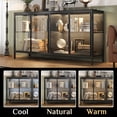 thumbnail image 4 of KULAGAGA 3-Color LED Light Storage Cabinet with Glass Shelves & 4 Compartments, Modern Sideboard Buffet with Solid Metal Legs for Living Room and Dining Room, Black, 4 of 8