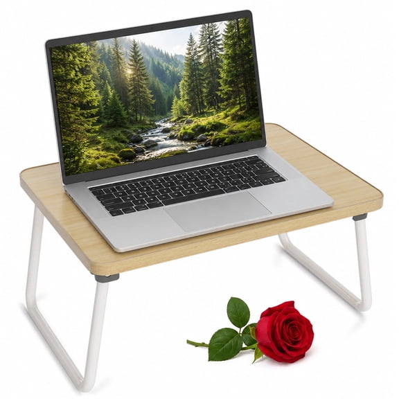 Lorveina Foldable Lap Desk Laptop Tray for Bed and Couch Beige