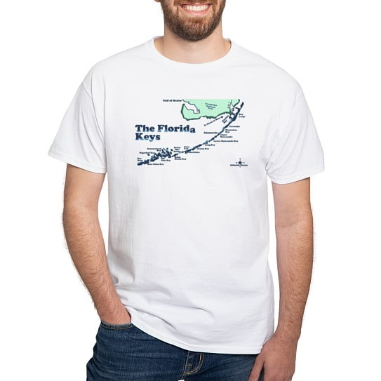 CafePress - Florida Keys Map Design. White T Shirt - Men's Classic Cotton T-Shirts