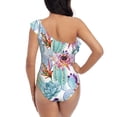 thumbnail image 5 of Gukieu Cactus Print One-shoulder Ruffled One-piece Swimsuit with Removable Chest Pads and Tummy-control Swimsuit for Women-X-Large, 5 of 6
