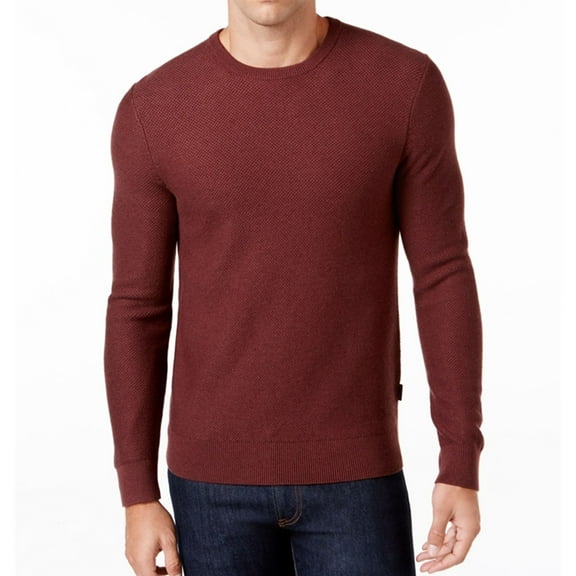 Michael Kors Mens Textured Knit Sweater, Brown, XX-Large