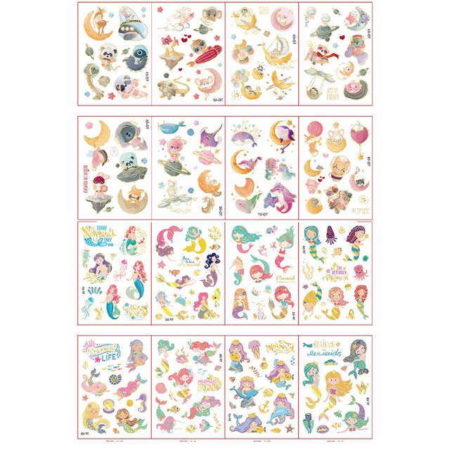 Etiqueta Engomada Del Tatuaje Temporal 16pcs 3D impermeable tatuaje dibujos animados niños cuerpo tatuaje para fiesta (3) Ehuebsd Libre de BPA