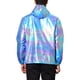thumbnail image 3 of Chaqueta metálica con cremallera para hombre INSPIRE CHIC, ligera, con capucha, holográfica y brillante, tamaño L, azul púrpura, 3 of 8
