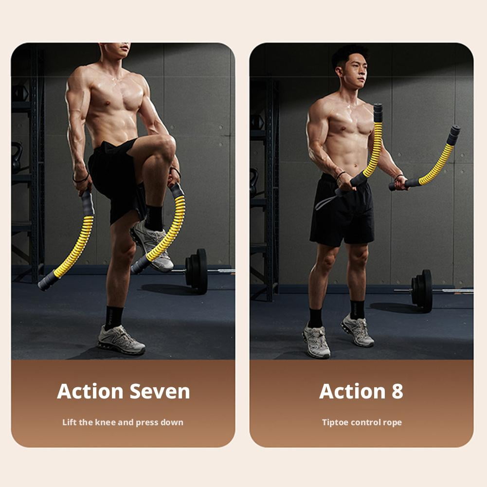 2 PCS Adjustable Ropeless Battle Ropes for Home Gym, Heavy Duty Cordless Battle Ropes 4 Adjustable Weight Levels Jump Rope Portable Strength Cardio Trainer Fitness Equipment for Men & Women