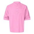 thumbnail image 1 of Mens Spring Summer Loose Stand Solid Color Pocket Long Sleeve Pullover Shirt, 1 of 5