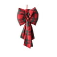 thumbnail image 2 of Lksixu Christmas Burlap Plaid Bows, Christmas Decorations 13 inch Red and Green Checkered Fabric Ribbon Bows, Christmas Tree Topper Bows Winter Holiday Hanging Decorative Bows for Xmas Party Wedding, 2 of 6