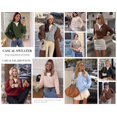 thumbnail image 4 of BTFBM Women Long Sleeve Crew Neck Sweaters Tops, 2 in1 Knitted Pullover, Deco Buttons, Oversized, Stretchy, Vacation, Business Casual Outfits, Fall Winter Trendy, 4 of 9