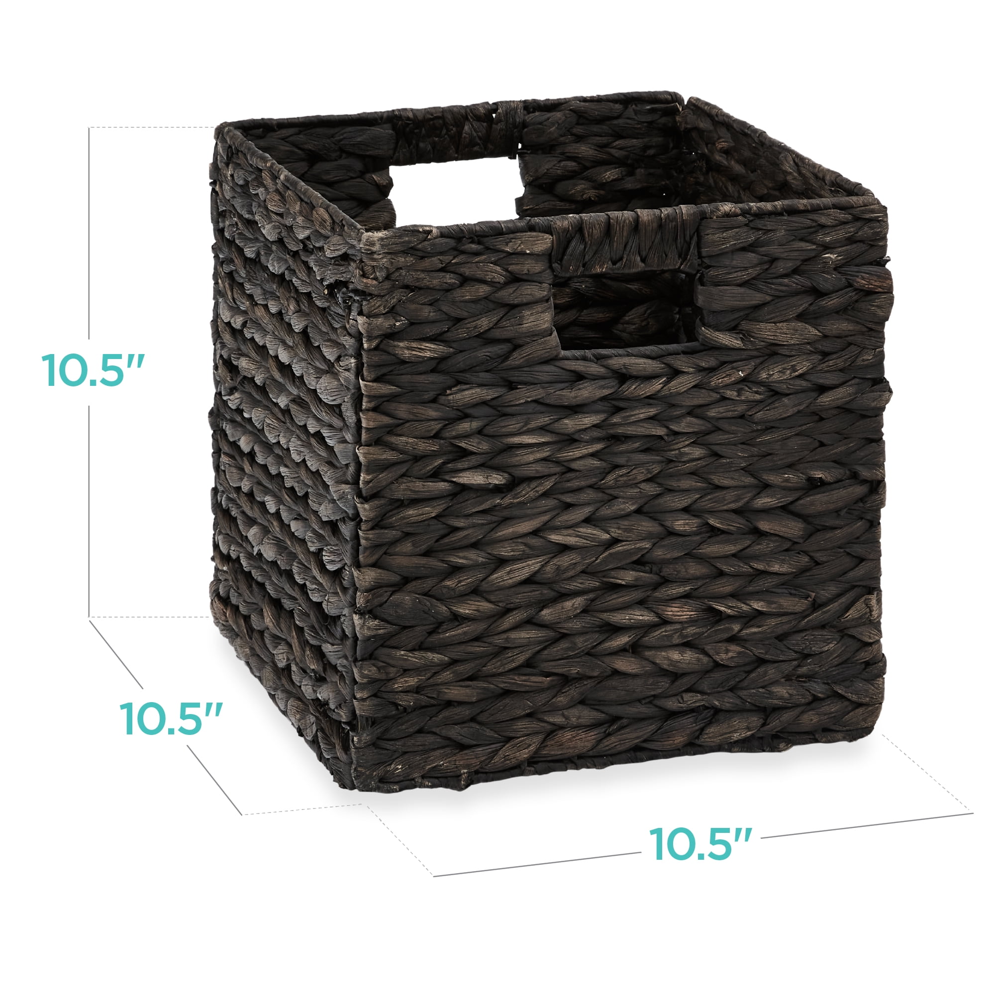 Best Choice Products 10.5x10.5in Hyacinth Storage Baskets, Set of 5 Multipurpose Collapsible Organizers - Black