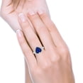thumbnail image 6 of Art Deco Fashion Ring Heart Round Blue Sapphire CZ 925 Sterling Silver Size 10, 6 of 6