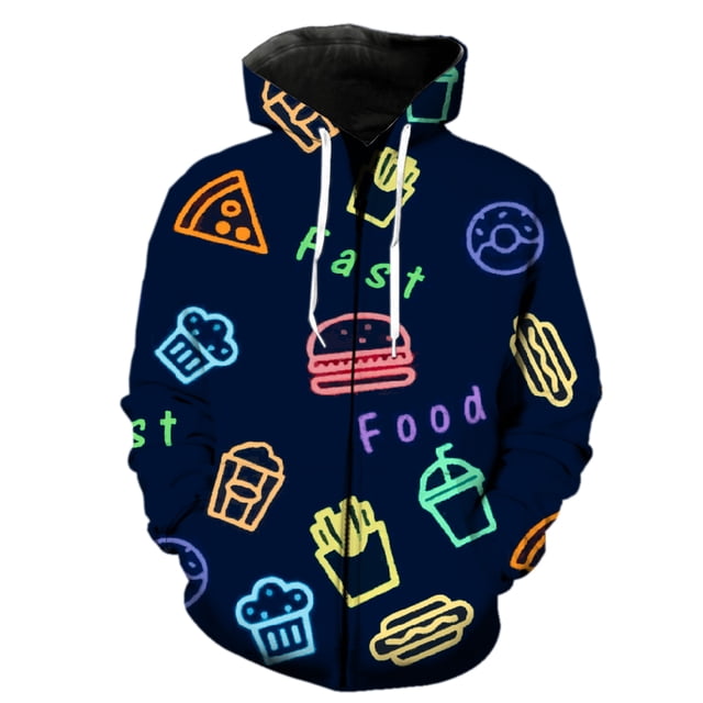 Sudadera con capucha y cremallera para hombre, de manga larga, estilo informal, para adolescentes, con estampado 3D divertido, estilo hip hop