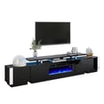 thumbnail image 3 of Amerlife 110" Large Fireplace TV Stand Set with 36" Electric Fireplace, Modern High Gloss TV Console Table for 80" TV, Black, 3 of 8