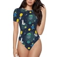thumbnail image 2 of Picia Space and Animals Womens One Piece Swimsuits Modest Tummy Control Bathing Suits Lace Up Slimming Swim Suit-X-Large, 2 of 9
