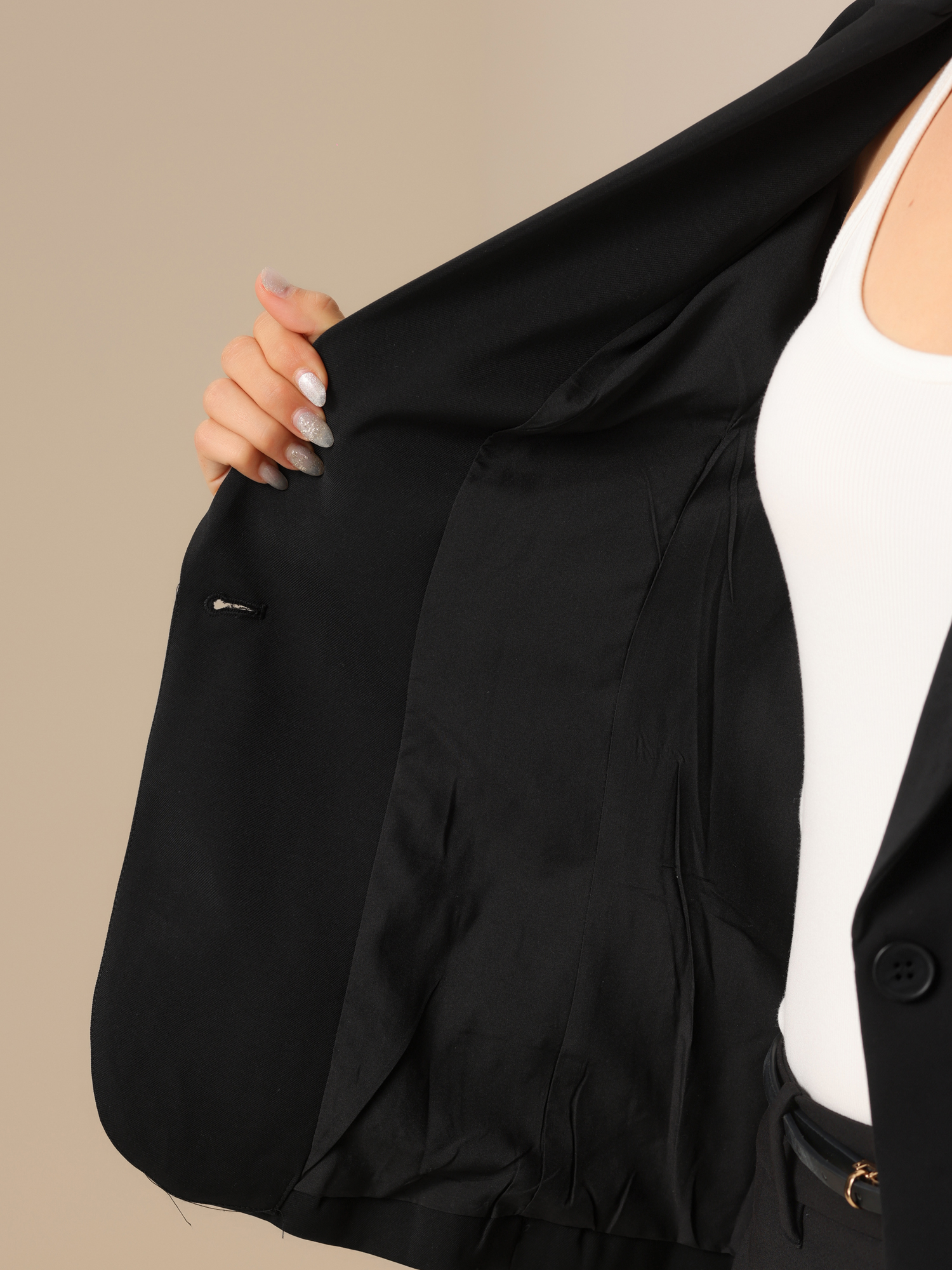 DARING DIVA Women's Open Front Casual 3/4 Sleeve Blazer for Work Outfits XS Black