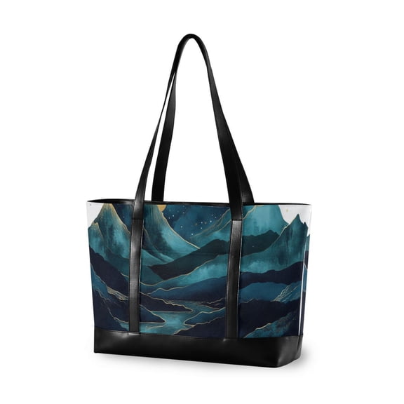 FORMRS Canvas Laptop Tote Bag for Women with 15.6" Computer Compartments Shoulder Handbag, Blue Mountains