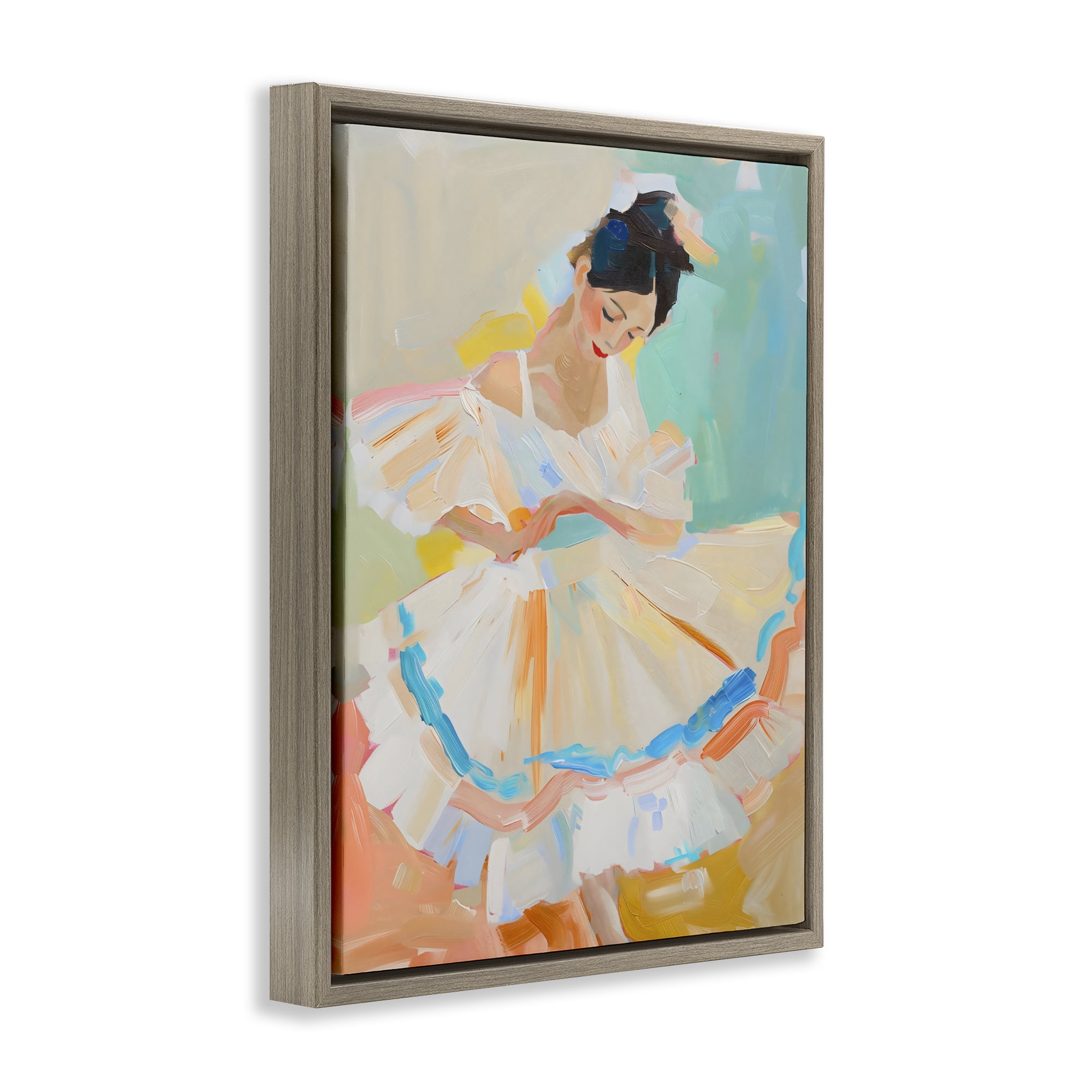 Stupell Industries Dancer with Flowing Dress Brown Framed Floater Canvas Wall Art, design by The Prints Vibe