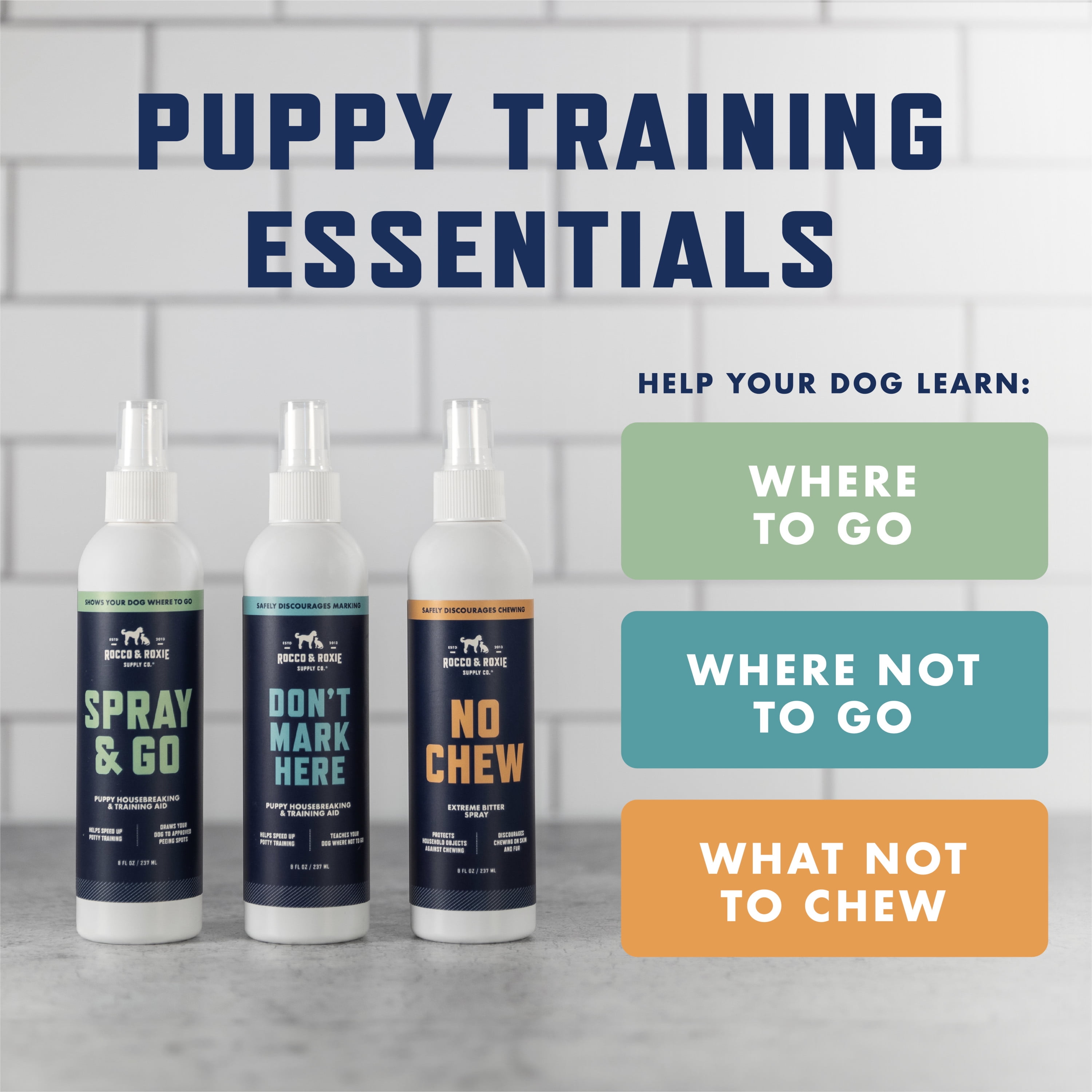 (4 pack) Rocco & Roxie Spray & Go Potty Training Attractant Spray for Dogs and Puppies, 8 oz