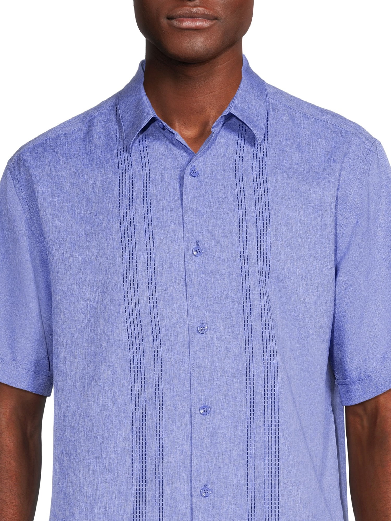Cafe Luna Men’s Woven L-Shaped Print Short Sleeve Shirt